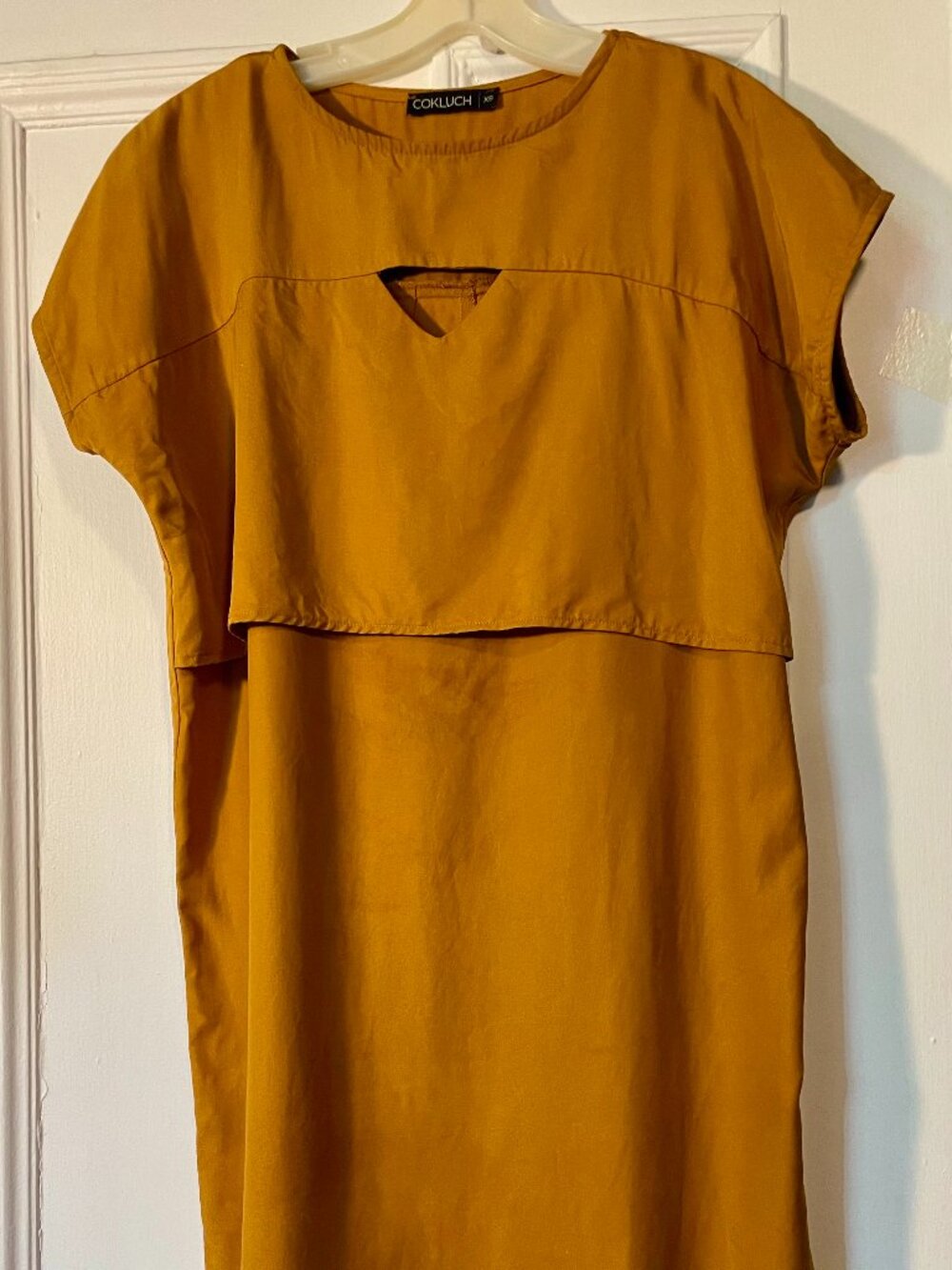 Cokluch XS Mustard Shift Dress | Keyhole Detail | Made in Canada